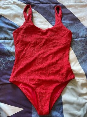 Red Textured One-Piece Swimsuit - IT’S NOW COOL